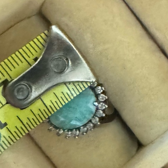 Adornia stamped sterling silver and emerald ring with natural diamonds - size 6 - Picture 5 of 11